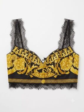 NWT Versace Iconic Barocco Baroque Silk Lace Trim Runway Bustier Top 36 0